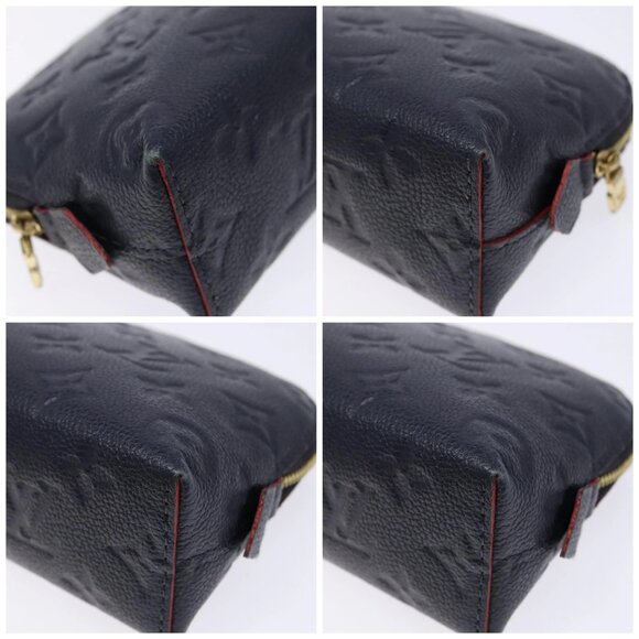 LOUIS VUITTON Monogram Empreinte Pochette Cosmetic PM Navy M69413 LV Auth 138768 - Picture 14 of 16